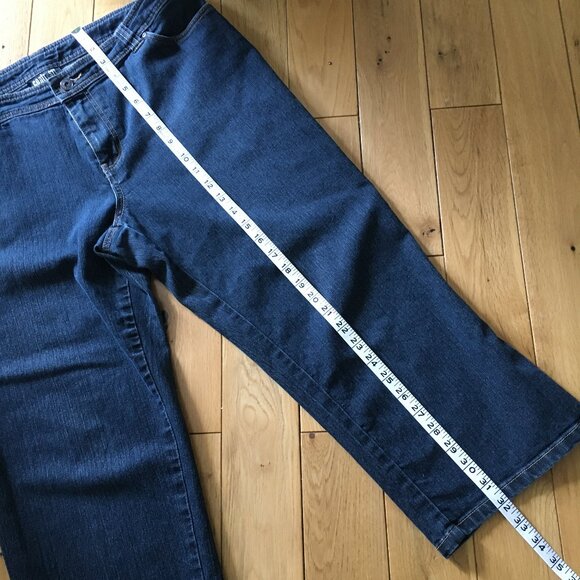 Contrast Jeans Dark Navy Blue Denim Capris - Picture 16 of 16